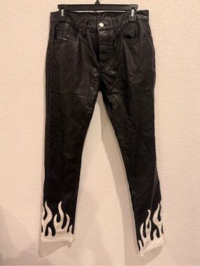 MNML Black Skinny Jeans with White Flame Hem